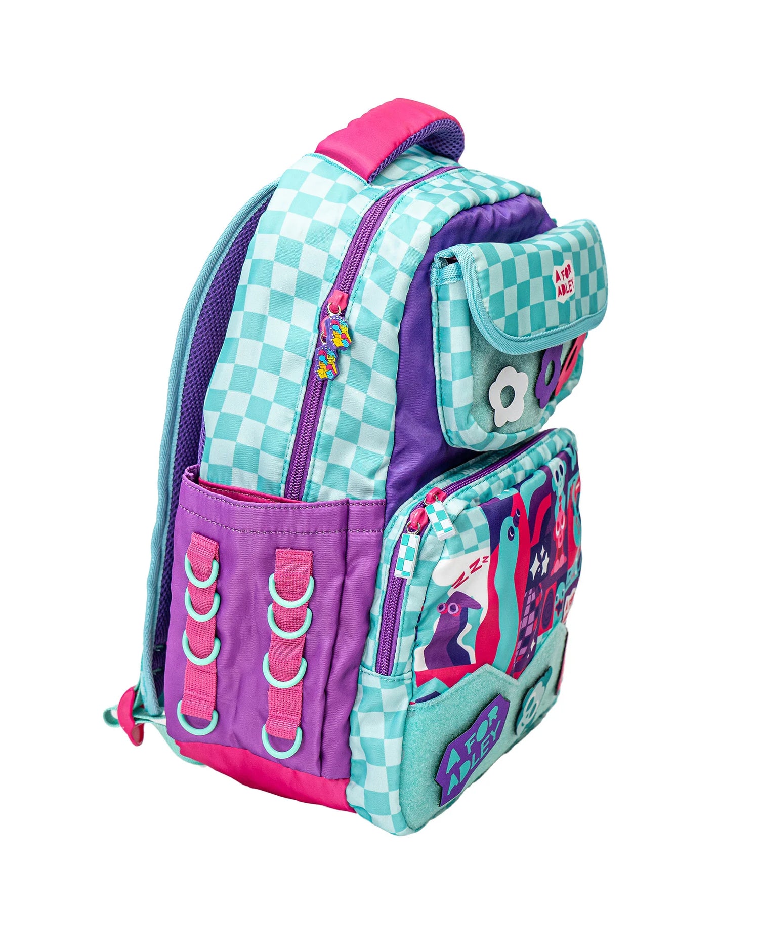 Adley's Retro Checkered Backpack (w/velcro patches)